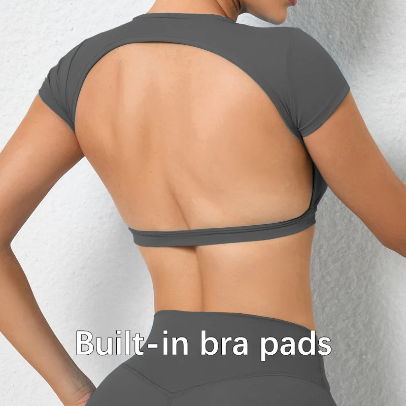 Elevate Your Workout with  Backless Yoga Crop Tops - Breathable Fitness Sportswear for Women