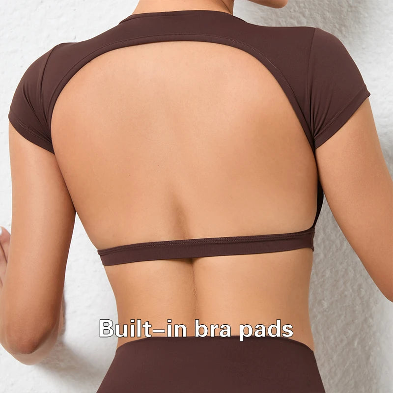 Elevate Your Workout with  Backless Yoga Crop Tops - Breathable Fitness Sportswear for Women