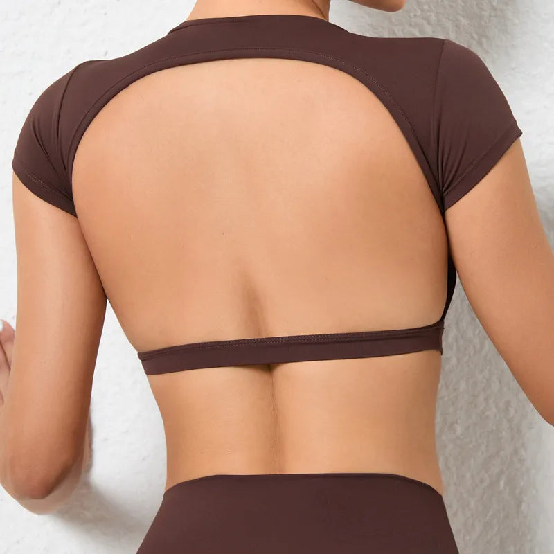 Elevate Your Workout with  Backless Yoga Crop Tops - Breathable Fitness Sportswear for Women