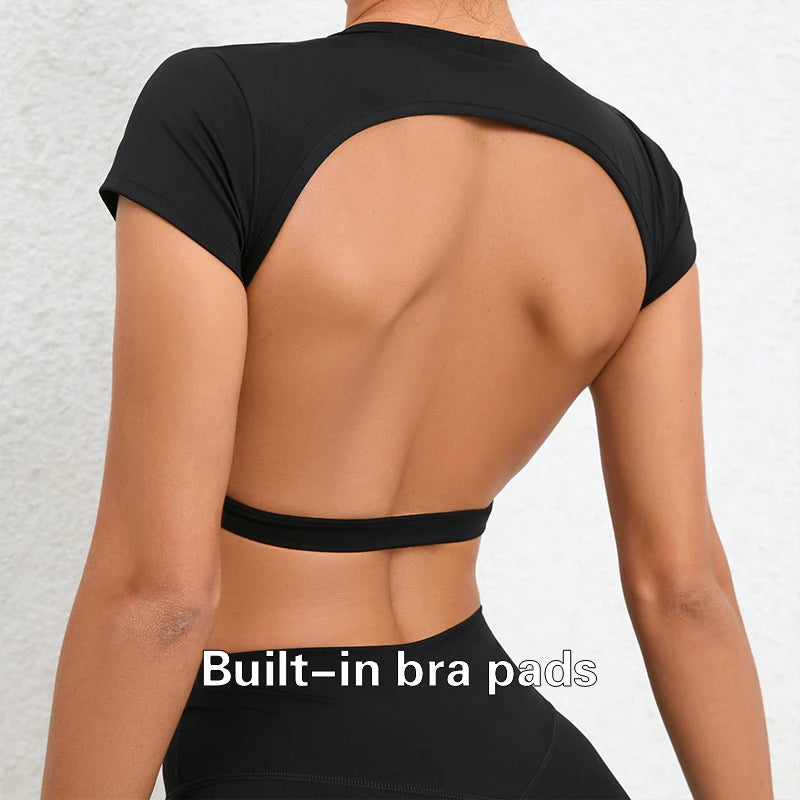 Elevate Your Workout with  Backless Yoga Crop Tops - Breathable Fitness Sportswear for Women