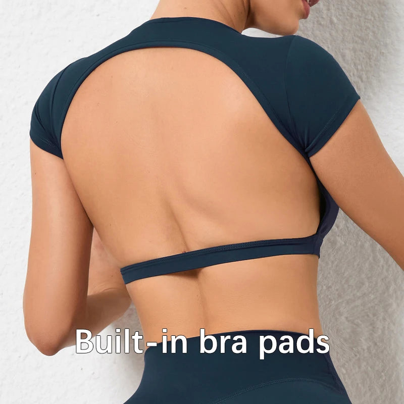 Elevate Your Workout with  Backless Yoga Crop Tops - Breathable Fitness Sportswear for Women
