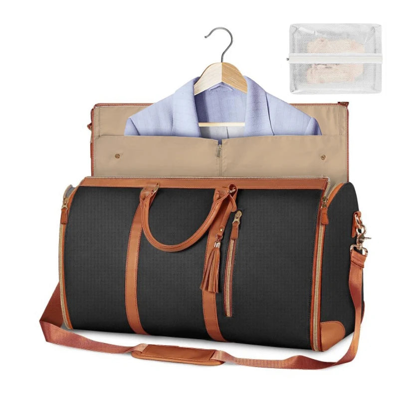 Stylish & Spacious Foldable PU Leather Duffel Bag for Women - Your Ultimate Travel Companion for Business & Leisure!