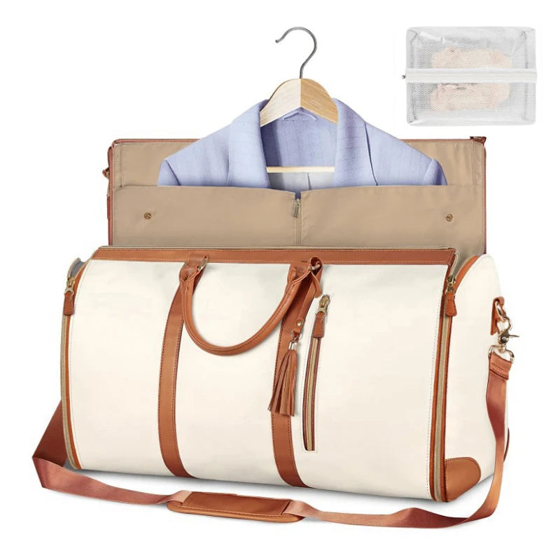 Stylish & Spacious Foldable PU Leather Duffel Bag for Women - Your Ultimate Travel Companion for Business & Leisure!