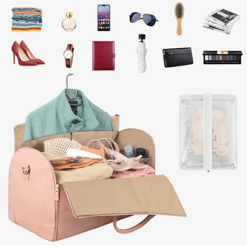 Stylish & Spacious Foldable PU Leather Duffel Bag for Women - Your Ultimate Travel Companion for Business & Leisure!