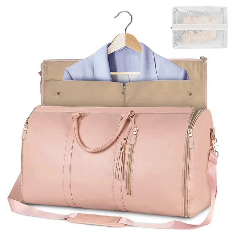 Stylish & Spacious Foldable PU Leather Duffel Bag for Women - Your Ultimate Travel Companion for Business & Leisure!