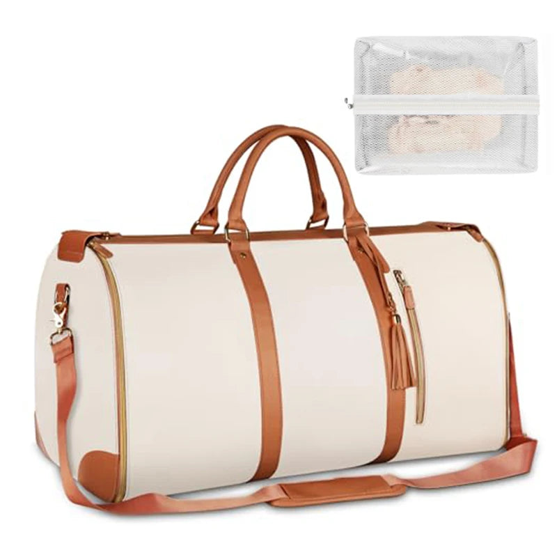 Stylish & Spacious Foldable PU Leather Duffel Bag for Women - Your Ultimate Travel Companion for Business & Leisure!
