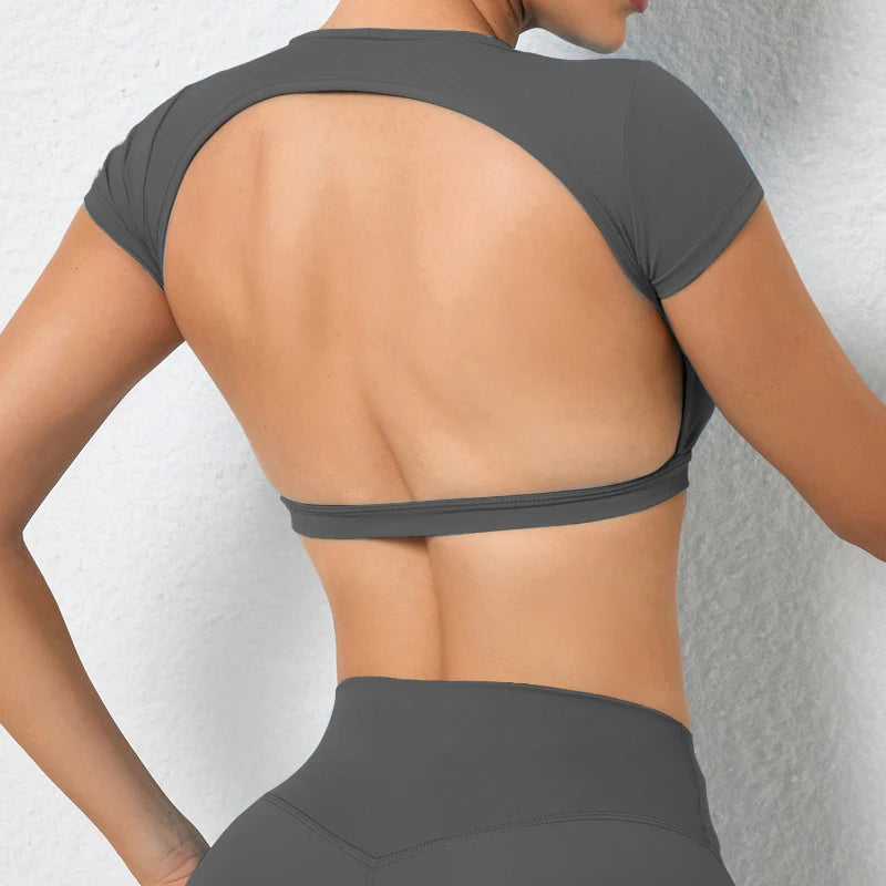 Elevate Your Workout with  Backless Yoga Crop Tops - Breathable Fitness Sportswear for Women